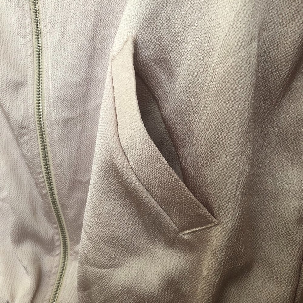 Free Press Metallic Zip-Up Bomber Jacket | Tan | Size M - Picture 6 of 11